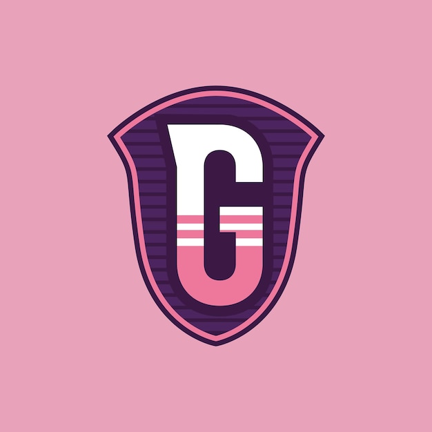 Vettore lettera g e logo sportivo logo di gioco rosa e viola emblema di streaming o distintivo della squadra