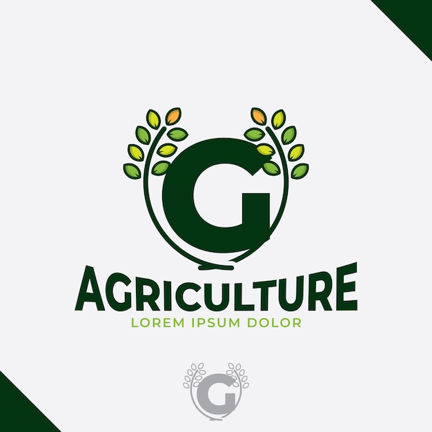 Letter G eco green leaf logo farm logo vector vintage icon flat farm logo green nature icon