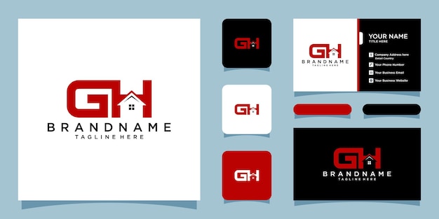 Letter G en H Vector Logo. Huispictogram en symbool met visitekaartjeontwerp Premium Vector