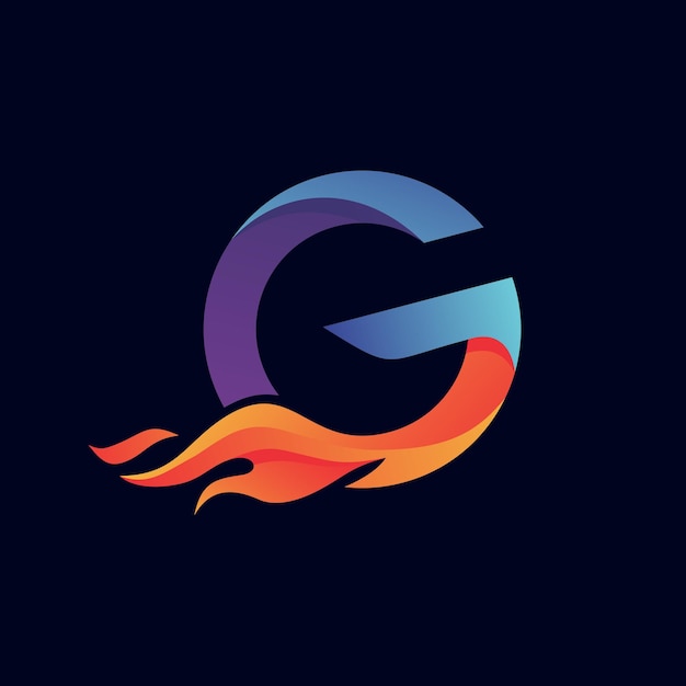 Letter g fire sport logo design