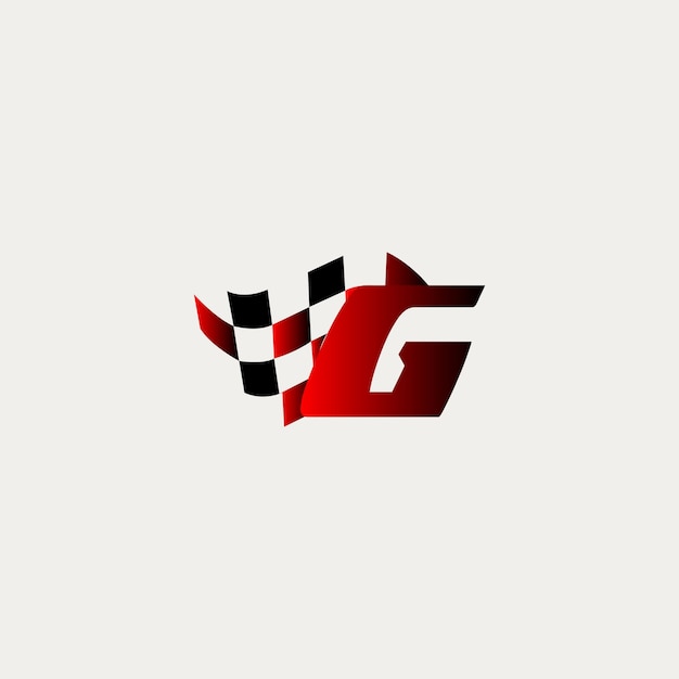 Letter G flag racing race design vector