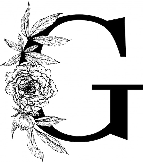Letter g. floral alfabet