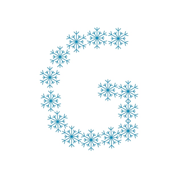 Letter g from snowflakes. festive font or decoration for new year and christmas