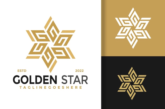 Letter g golden star logo design vector illustration template