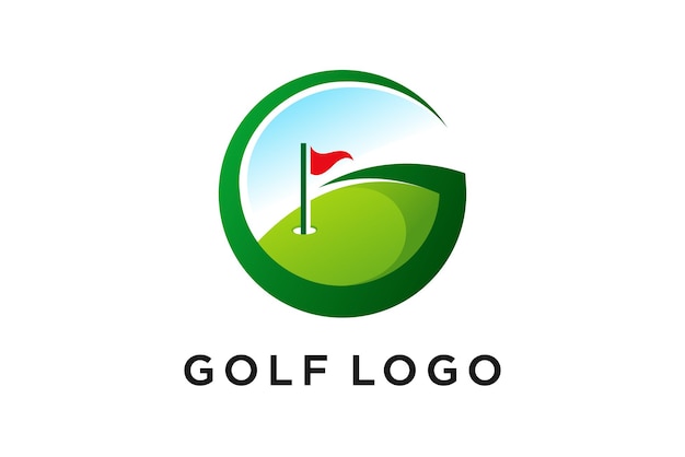 Letter g golf-logo met 3d-kleurstijl