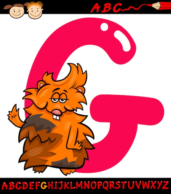 Vector letter g for guinea pig cartoon illustration