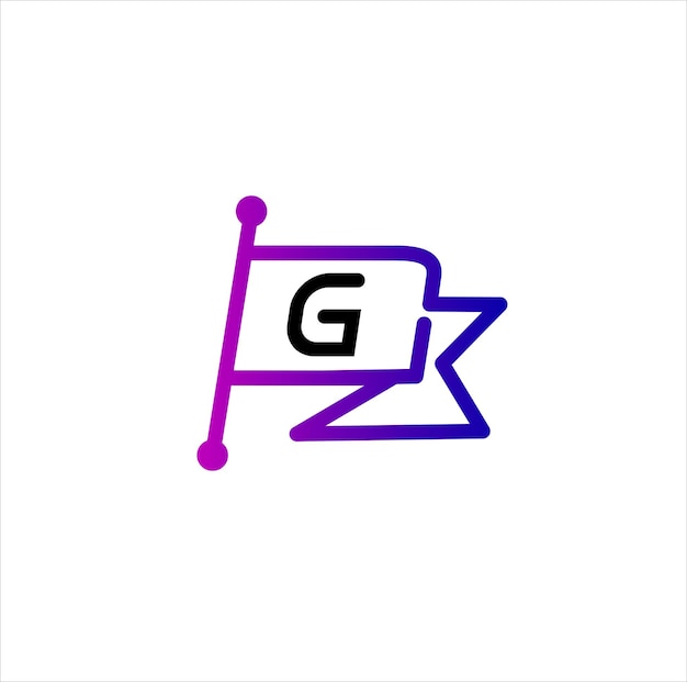 Letter g inside multicolor flag icon design