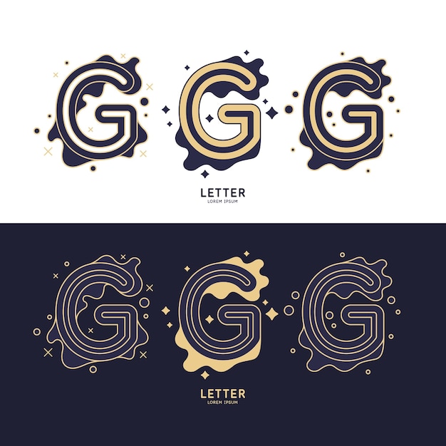 The letter G of the Latin alphabet Display character in a contemporary style A sign with dynamic splashes