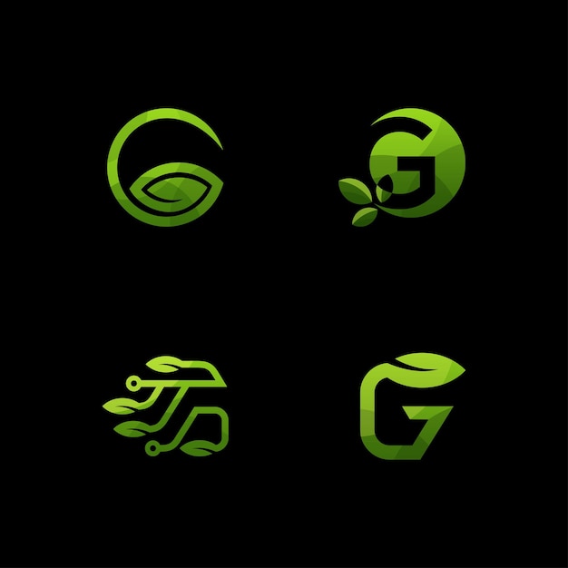 Vector letter g leaf set