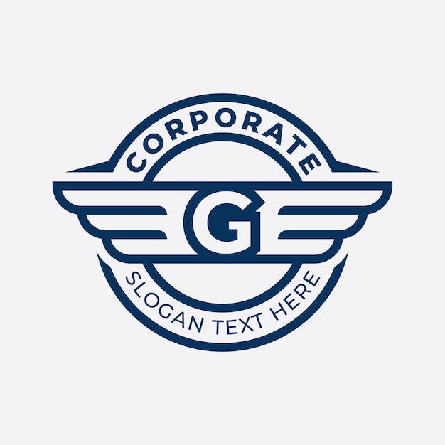 Letter G logo design template Simple wings illustration Badge Emblem Wings Logo design concept