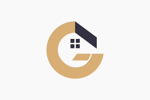 家のロゴコンセプトを使用した文字gのロゴデザイン