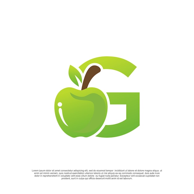 Letter g logo-ontwerp met fruit sjabloon vers logo premium vector