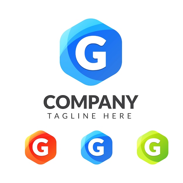 Буква g логотип с красочным фоном, дизайн логотипа комбинации букв для творческой индустрии, интернета, бизнеса и компании.