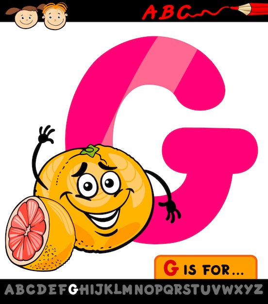 Letter g met grapefruit cartoon afbeelding