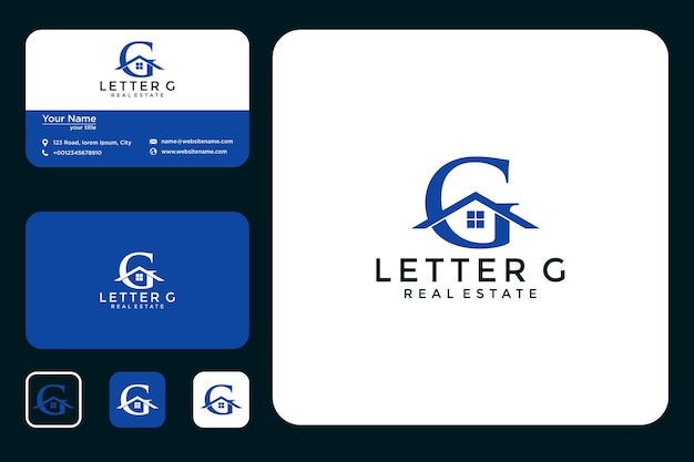 Letter g met huislogo-ontwerp en visitekaartje