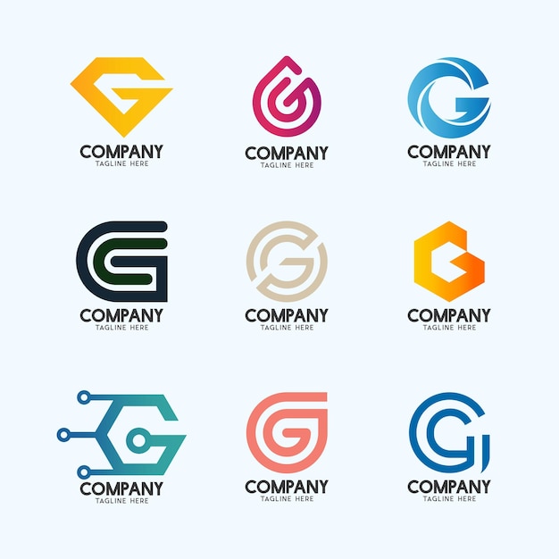 Letter G Moderne logo's ideeëncollectie Alfabet Geometrisch logo