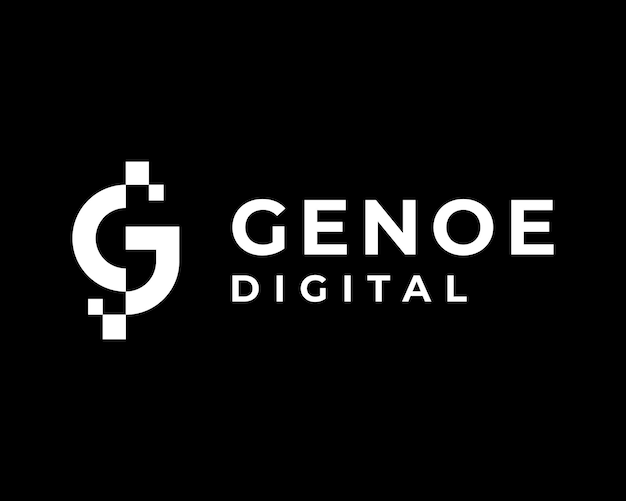 文字 G モノグラム抽象的なピクセル デジタル技術現代未来技術革新ベクトルのロゴの設計