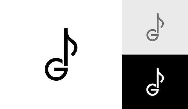 Vettore lettera g e vettore di progettazione del logo della nota musicale