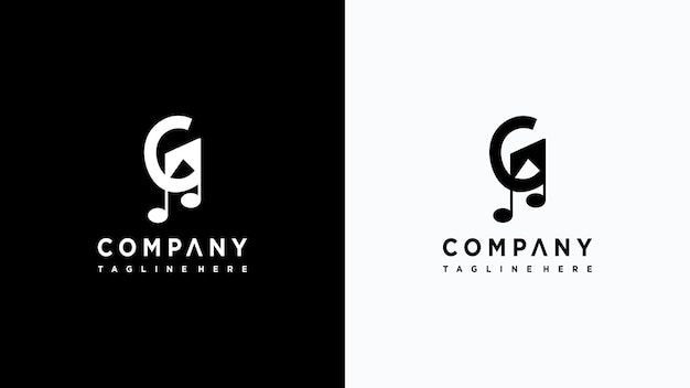 Letter g muziek logo-ontwerp Premium Vector