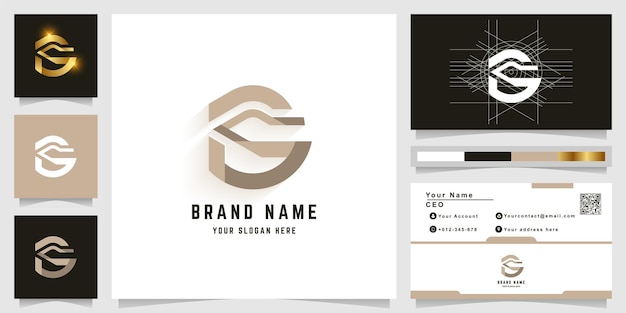 名刺デザインの文字gまたはsモノグラムロゴ