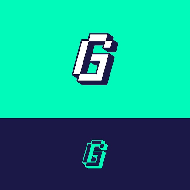 Vector letter g pixel logo template design