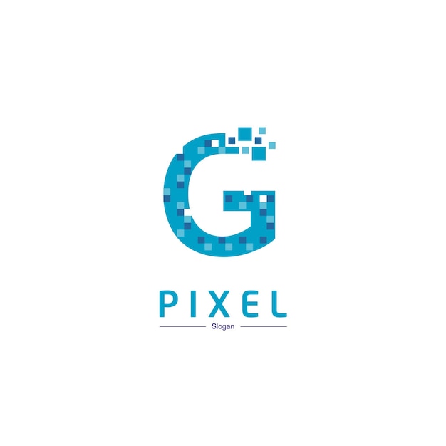 Vector letter g pixel technology logo