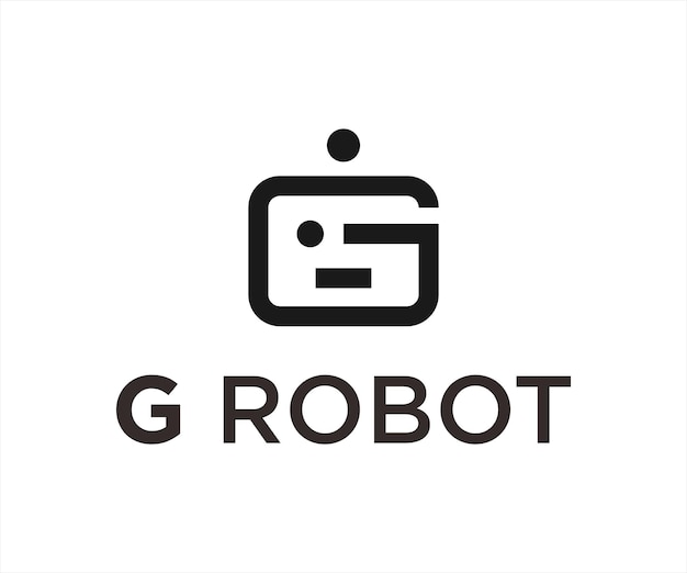 手紙Gロボットロゴデザインベクトルイラスト