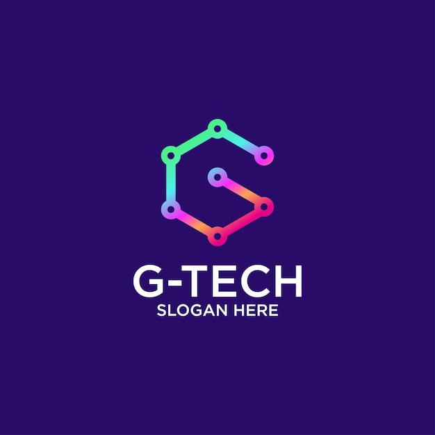 Lettera g tech logo design vettoriale