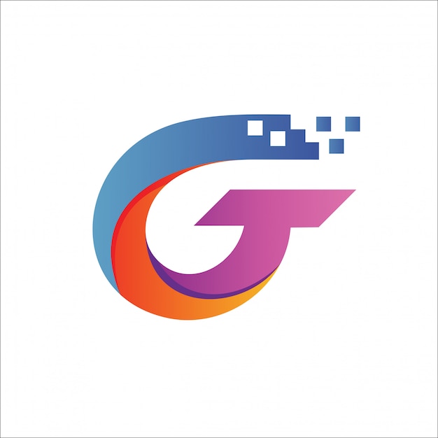 Lettera g tech pixel logo vettoriale