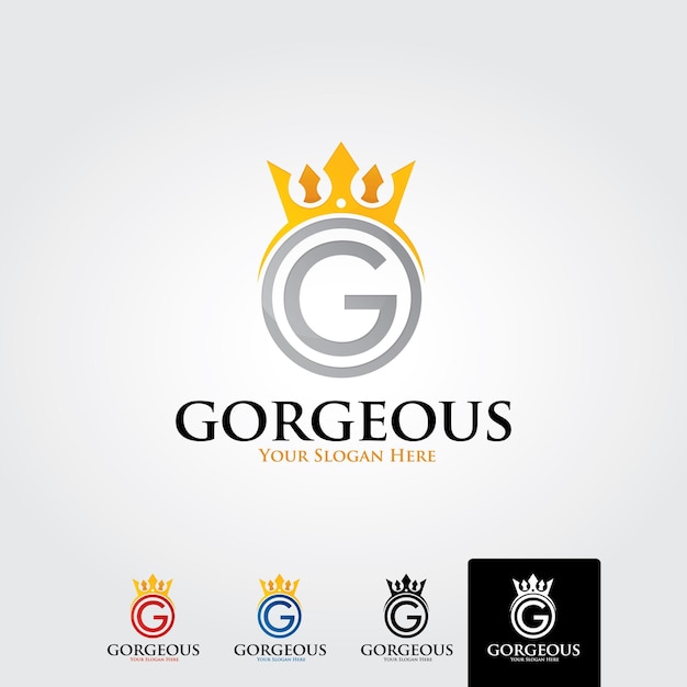 Vector letter g template logo luxury letter with crown monogram alphabet