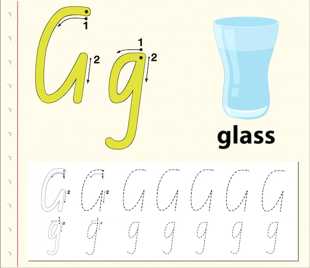 Letter G tracing alphabet worksheets
