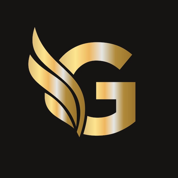 Вектор Буква g логотип крыла для грузовых перевозок символ транспортного логотипа крыла шаблон