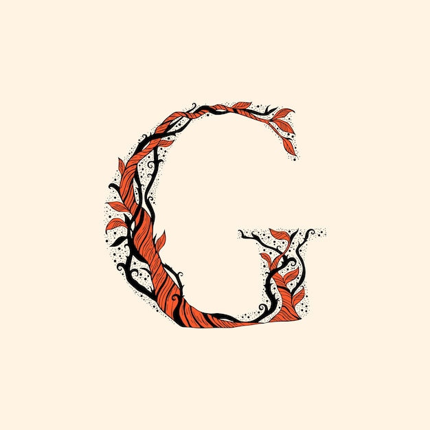 letter G with branches and leaves