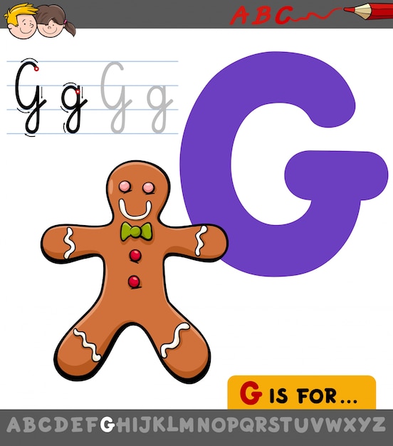 letter g with cartoon gingerbread man