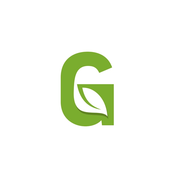 Vettore lettera g con logo foglia