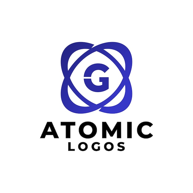 Letter g with an orbit or atom shape good for any business related to science and technology