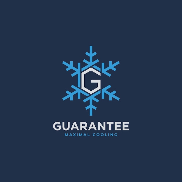 Letter G with snowflakes geometric logo modern vector G monogram design concept