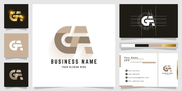 Letter ga or ge monogram logo with business card design