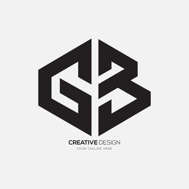 Letter Gb or Bg creative unique shapes alphabet modern typography logo