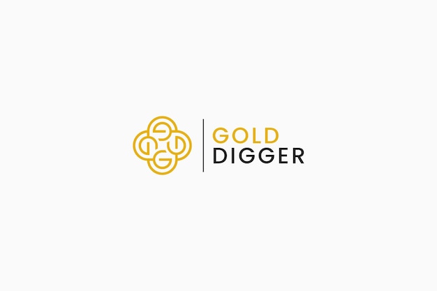 Gold Digger 기하학적 원형 모양 로고 개념 럭셔리 비즈니스를 위한 문자 GD