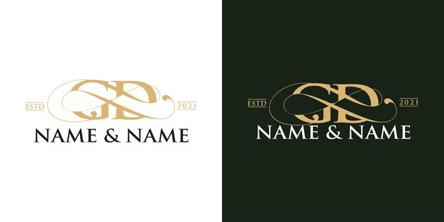 Letter gd name wedding invitation logo template