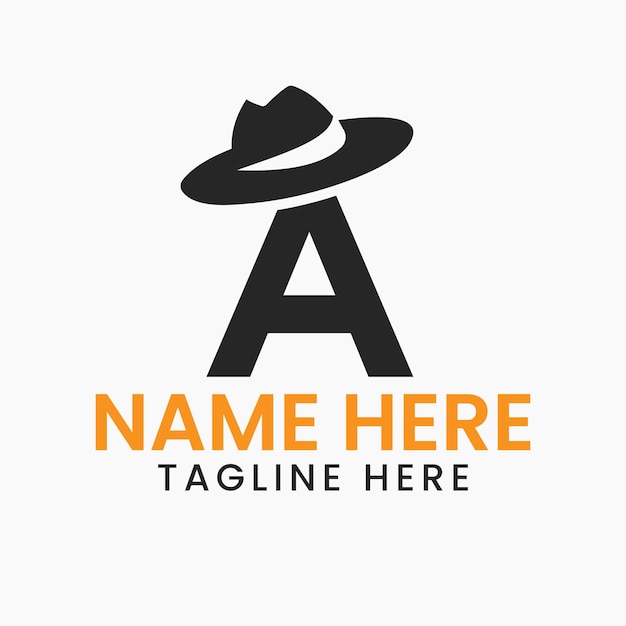 Letter A Gentlemen Hat Logo Design Concept With Cowboy Hat Icon Template