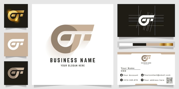 名刺デザインのレターGFまたはGTモノグラムロゴ