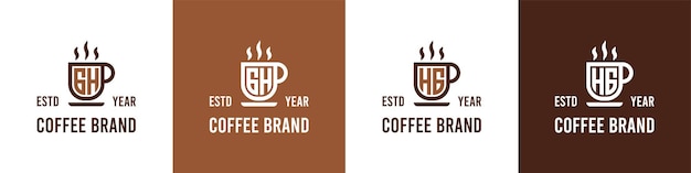 Letter GH en HG Coffee-logo geschikt voor elk bedrijf met betrekking tot koffie, thee of andere met GH- of HG-initialen