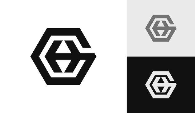 Letter GH initial hexagon logo design