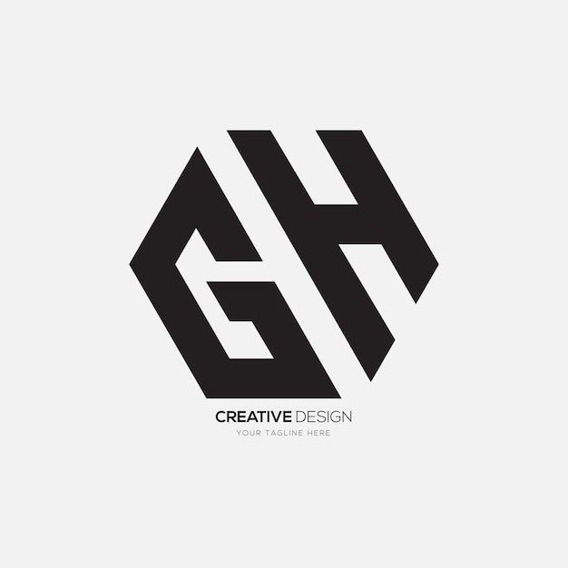 Letter Gh met modern zeshoekig abstract monogram uniek logo