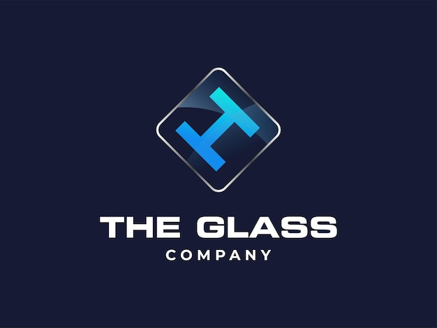 Letter A glass service company icon vector blue crystal glass works symbol or construction