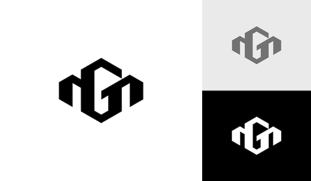 Буква GM или MG с шестигранным вектором дизайна логотипа