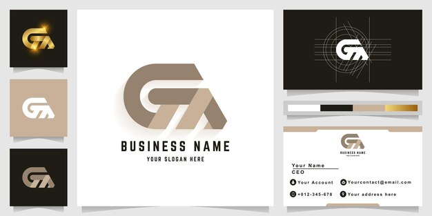 ベクトル gmの文字またはgtaのモノグラムロゴと名刺のデザイン