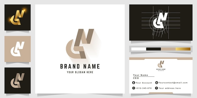 Letter GN or GSN monogram logo with business card design